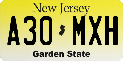 NJ license plate A30MXH