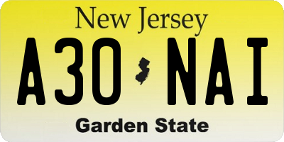 NJ license plate A30NAI