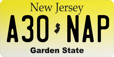 NJ license plate A30NAP