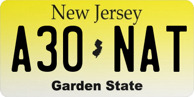 NJ license plate A30NAT