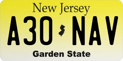 NJ license plate A30NAV