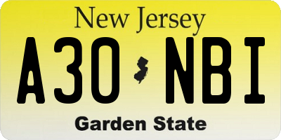 NJ license plate A30NBI