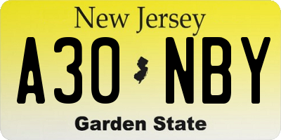 NJ license plate A30NBY