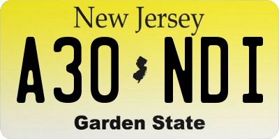 NJ license plate A30NDI