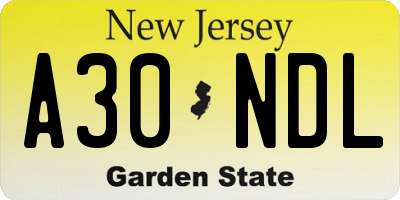 NJ license plate A30NDL