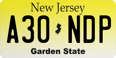 NJ license plate A30NDP