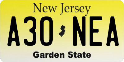 NJ license plate A30NEA