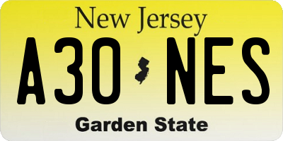 NJ license plate A30NES