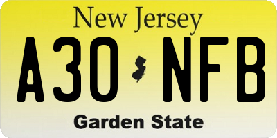 NJ license plate A30NFB