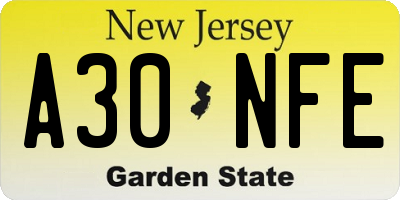 NJ license plate A30NFE