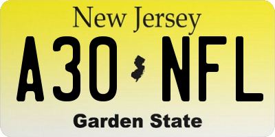 NJ license plate A30NFL