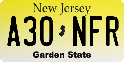 NJ license plate A30NFR