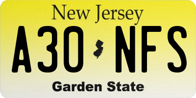 NJ license plate A30NFS