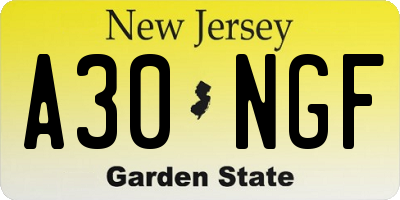 NJ license plate A30NGF