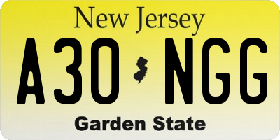 NJ license plate A30NGG