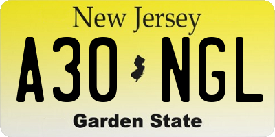NJ license plate A30NGL
