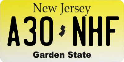 NJ license plate A30NHF