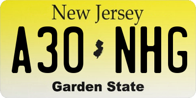 NJ license plate A30NHG