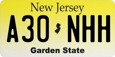 NJ license plate A30NHH