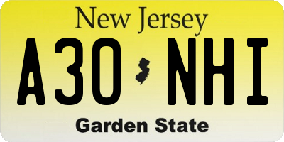 NJ license plate A30NHI