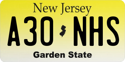 NJ license plate A30NHS