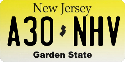 NJ license plate A30NHV
