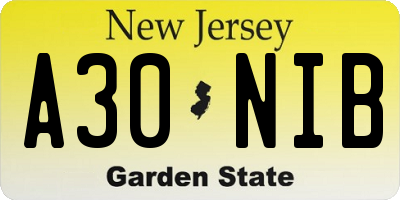 NJ license plate A30NIB