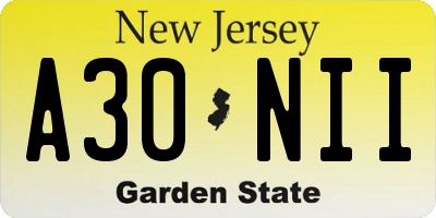 NJ license plate A30NII