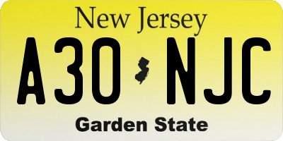 NJ license plate A30NJC