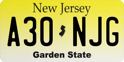 NJ license plate A30NJG