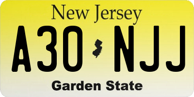 NJ license plate A30NJJ