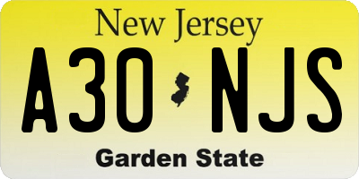 NJ license plate A30NJS