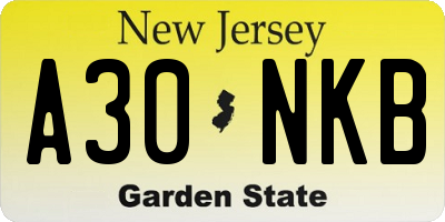 NJ license plate A30NKB