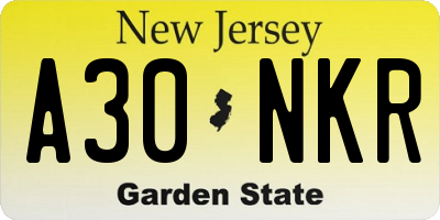 NJ license plate A30NKR