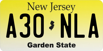 NJ license plate A30NLA