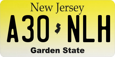 NJ license plate A30NLH