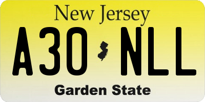 NJ license plate A30NLL