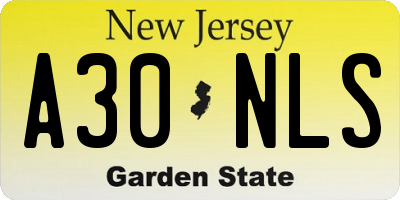 NJ license plate A30NLS