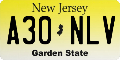 NJ license plate A30NLV