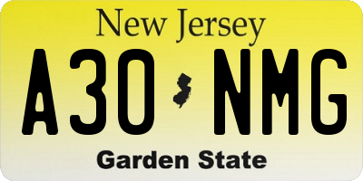 NJ license plate A30NMG