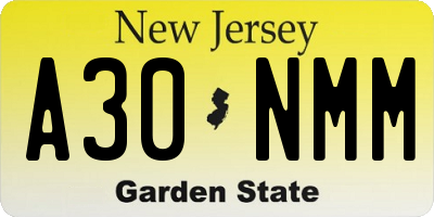 NJ license plate A30NMM