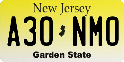 NJ license plate A30NMO