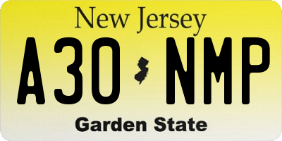 NJ license plate A30NMP