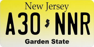 NJ license plate A30NNR