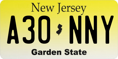 NJ license plate A30NNY