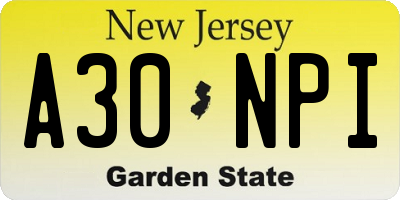 NJ license plate A30NPI