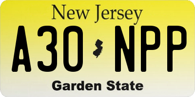 NJ license plate A30NPP
