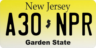 NJ license plate A30NPR