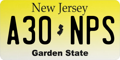NJ license plate A30NPS