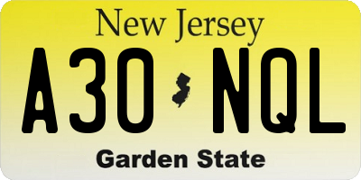 NJ license plate A30NQL